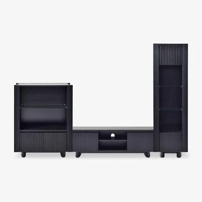 Furniture Village Catalina Media Set with TV Unit, 1 Door Right Hand Facing Curio Cabinet and Display Cabinet