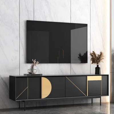 Furniture123 Black TV Unit with Storage - TVs up to 70 - Dahlia