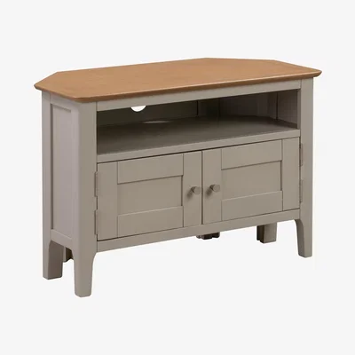 Furniture123 Corner TV Unit in Grey and Solid Oak with Storage - TV's up to 32 - Adeline