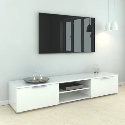 Furniture123 Large White High Gloss TV Unit - TV's up to 70