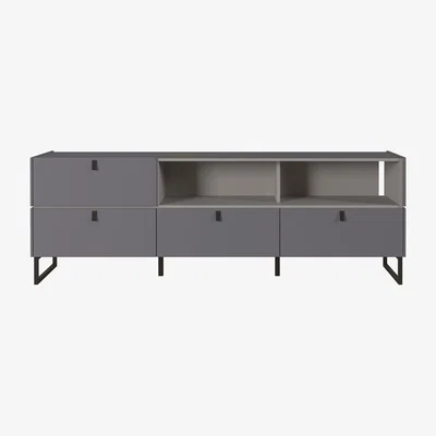 Furniture123 Large Grey TV Unit with Storage Drawers and Shelves - TV's up to 70 - Mamiko