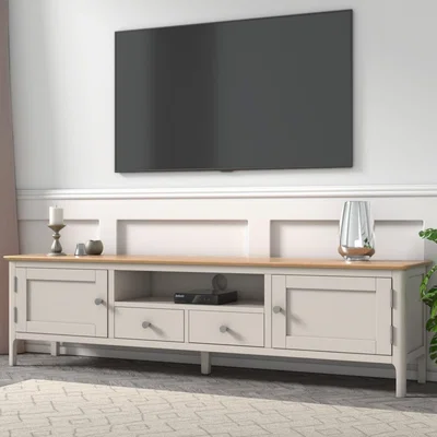Furniture123 Large Grey Painted Solid Wood TV Unit - TV's up to 77 - Adeline