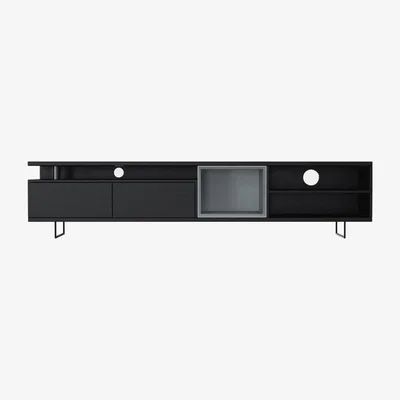 Furniture123 Large Blackened Oak Effect TV Unit with Storage - TVs up to 83 - Kael