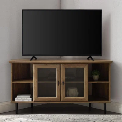 Furniture123 Oak Effect Corner TV Unit with Storage - TVs up to 52 - Foster