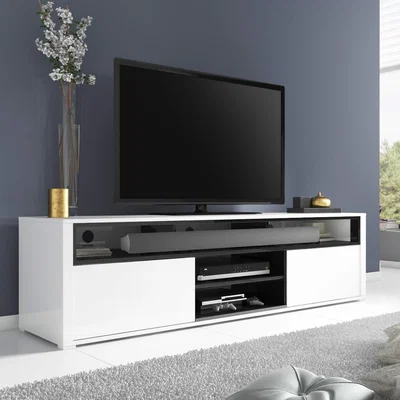 Furniture123 White Gloss TV Unit with Storage - TV's up to 77 - Neo