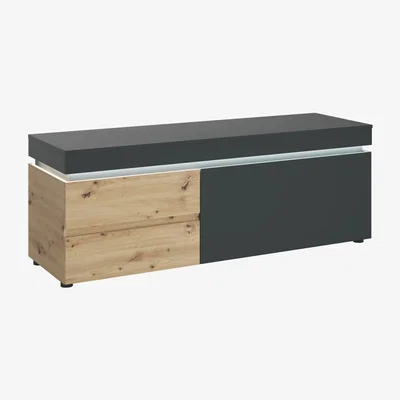 Furniture123 Dark Grey and Oak TV Unit with Storage & LEDs - Luci