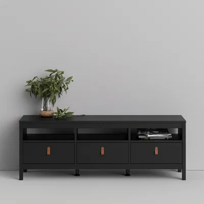 Furniture123 Barcelona Black 3 Drawer TV Unit - Furniture to Go