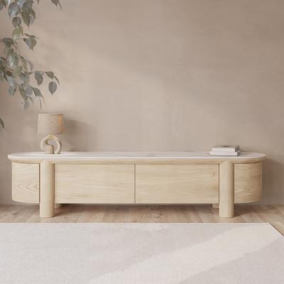 Furniture123 Large Oak & Marble Top TV Stand - TV's up to 85 - Gianna