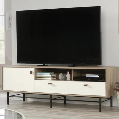 Furniture123 Avon Cream TV Stand with Leather Handles - Teknik Office