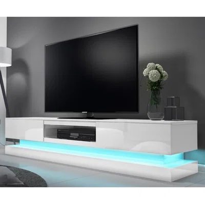 Furniture123 Large White Gloss TV Unit with LEDs - TVs up to 70 - Evoque