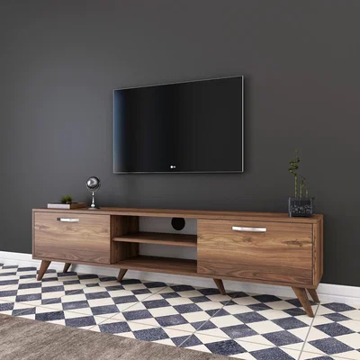 Furniture123 Walnut TV Unit with Silver Details