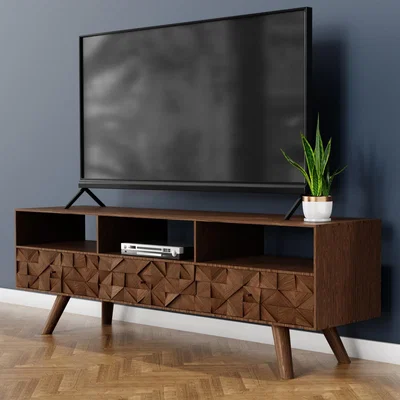 Furniture123 Dark Wood TV Unit with Storage - TV's up to 55 - Freya