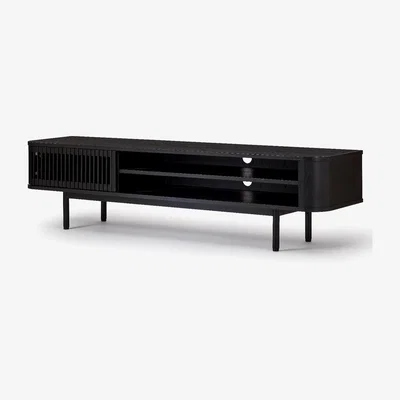 Furniture123 Large Black Oak TV Unit with Storage - TVs up to 77 -  Jarel