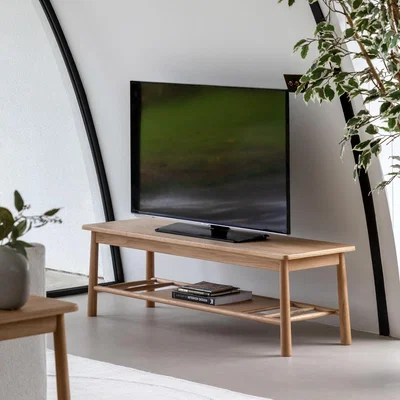 Furniture123 Large Solid Oak TV Stand with Shelf - TV's up to 65 - Wycombe - Caspian House