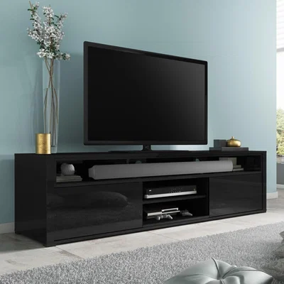 Furniture123 Large Black Gloss TV Unit with Storage - TV's up to 77 - Neo