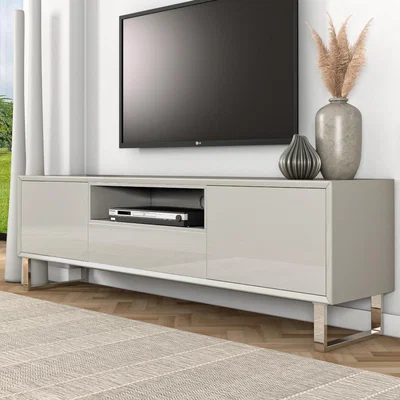 Furniture123 High Gloss TV Unit with Storage in Taupe - TV's up to 77 - Paloma