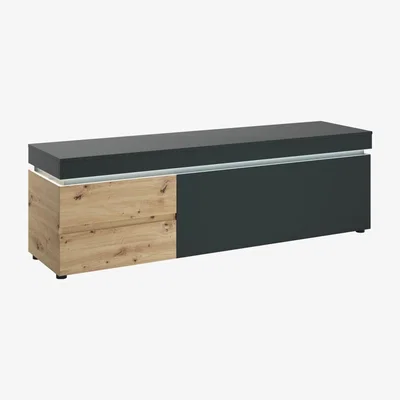 Furniture123 Long Dark Grey and Oak TV Unit with Storage & LEDs - Luci