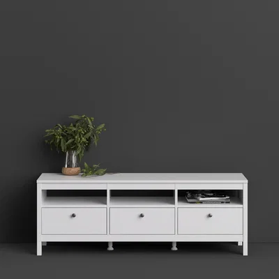 Furniture123 Madrid White 3 Drawer TV Unit - Furniture to Go