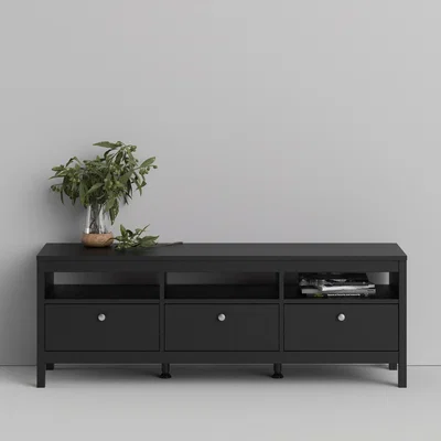 Furniture123 Madrid Black 3 Drawer TV Unit - Furniture to Go