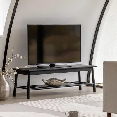 Furniture123 Large Black TV Stand with Shelf - TV's up to 65 - Wycombe - Caspian House