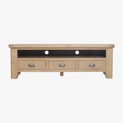 Furniture123 Large Smoked Oak TV Stand with Storage