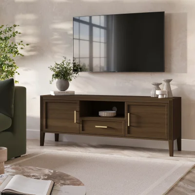 Furniture123 Large Walnut TV Stand with Storage - TV's up to 65 - Delilah