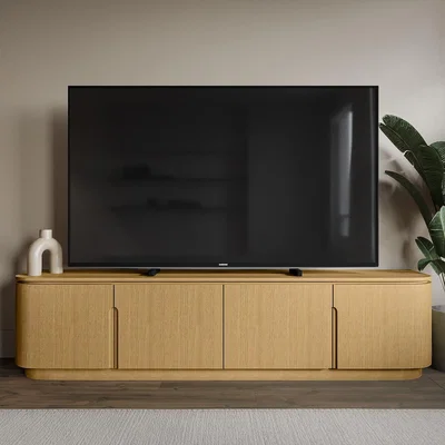 Furniture123 Wide Oak TV Stand with Storage - TV's up to 75 - Rae