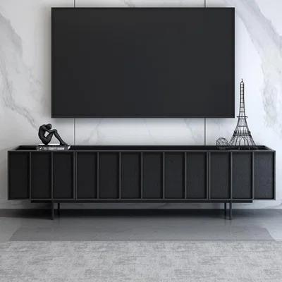 Furniture123 Large Black Oak TV Unit with Storage - TV's up to 70 - Helmer