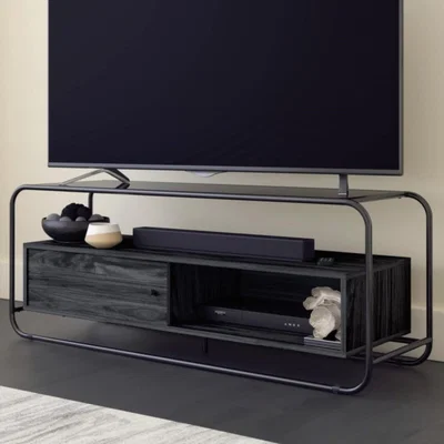 Furniture123 Metro Black Metal & Glass TV Stand - Teknik Office