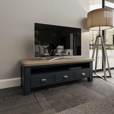 Furniture123 Oak & Blue TV Unit 150cm