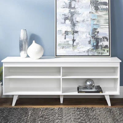 Furniture123 White Wooden TV Unit with Storage - Foster - TV's up to 60