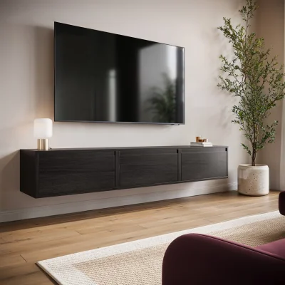 Furniture123 Black Floating Wall Mounted TV Stand - TV's up to 75 - Hiro