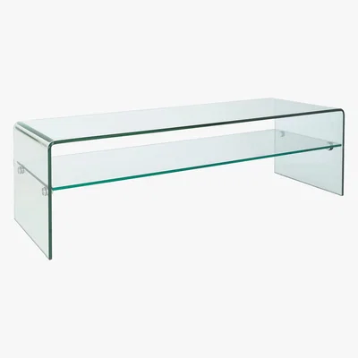 Habitat Gala Tempered Glass Tv Stand With Shelf, Clear