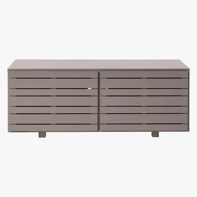 Habitat Fonda Grey Slatted Lacquered Wood Small Tv Stand, Grey