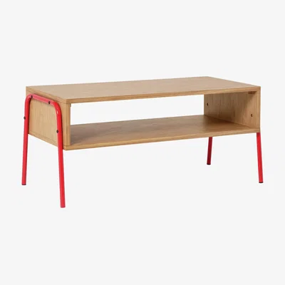 Habitat Habitat Kirby TV Stand - Oak with Red Metal Legs