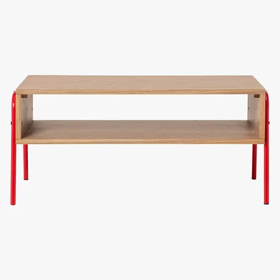 Habitat Kirby Oak And Red Gloss Tv Stand, Oak And Red