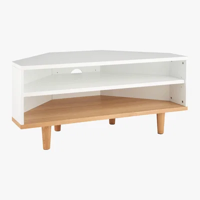 Habitat Elliott White And Oak Corner Tv Stand, White And Oak