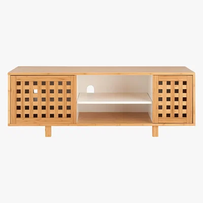 Habitat Kitt Bamboo 2 Door Tv Stand, Bamboo And White