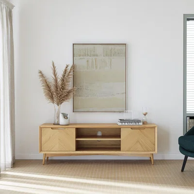 Homebase Hugh Wide TV Unit - Oak