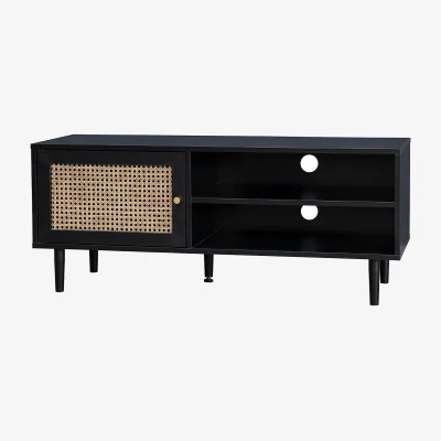 Homebase Kubu Rattan TV Stand - Black