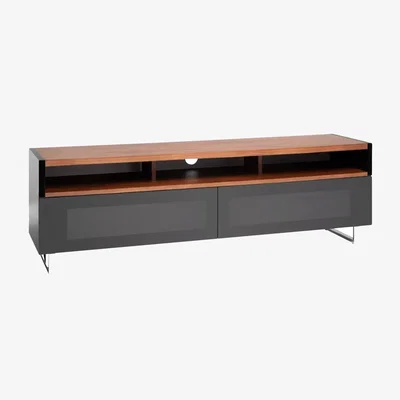 John Lewis AVF Panorama PM160WBX TV Stand for TVs up to 80" with Double Sided Top & Soundbar Shelf, Walnut / Black
