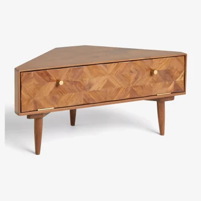 John Lewis John Lewis & Partners + Swoon Franklin Corner TV Stand for TVs up to 20, Brown