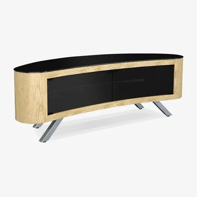 John Lewis AVF Affinity Premium 1500 Bay Curved TV Stand For TVs up to 70", Whitewashed Oak