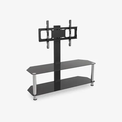 John Lewis AVF SDCL1140 Corner TV Stand with Mount for TVs up to 65”, Black/Chrome