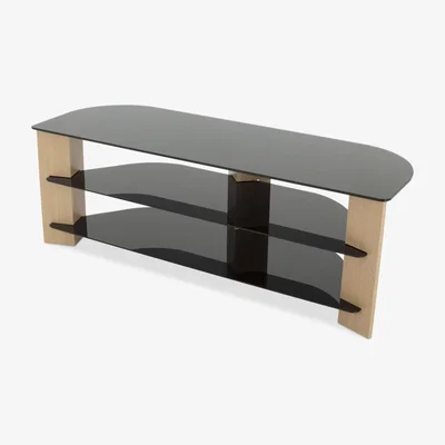John Lewis AVF Varano 1300 Corner TV Stand for TVs up to 65", Oak/Black Glass