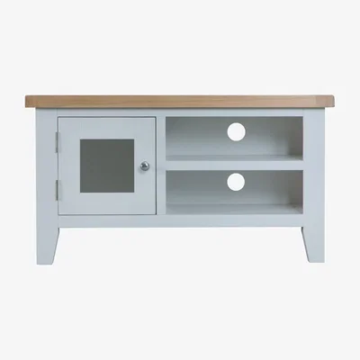 Knees Terranostra 100cm Oak 1 Door TV Unit - Millstone Grey