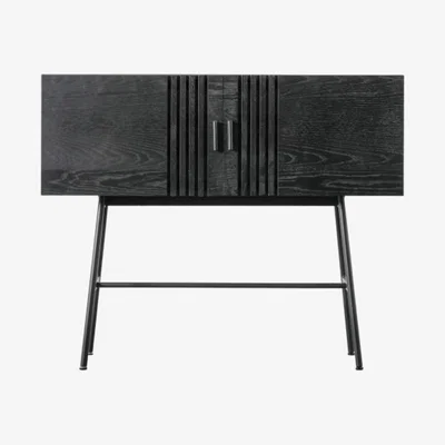 Knees Holden Tall Oak Veneer Sideboard - Black