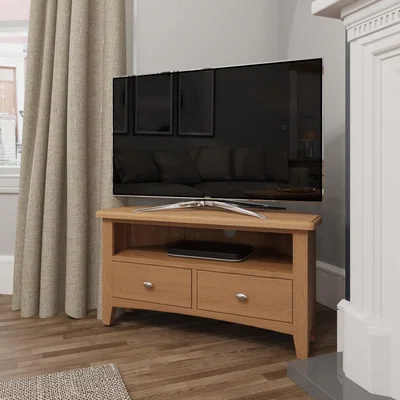 Knees Galister 90cm Light Oak Corner TV Unit