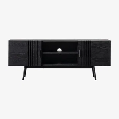 Knees Holsen 140cm Oak Veneer TV Unit - Black