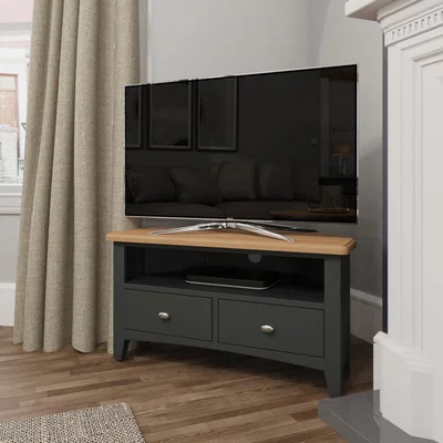 Knees Galileo 90cm Oak Corner TV Unit - Grey